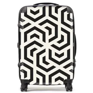 Hexagonal Geometric Pattern Suitcase - Medium