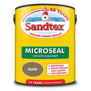 Sandtex Olive Matt Masonry paint, 5L Tub