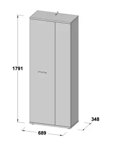 FURNICOMP Variant Multipurpose White and Grey Tall 2 Door Storage Utility Cupboard