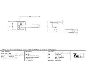 From The Anvil Satin Marine SS (316) Avon Round Lever on Rose Set (Square) - Unsprung