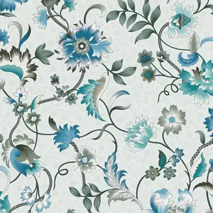 Galerie Heritage Blue Floral Motif Wallpaper Roll