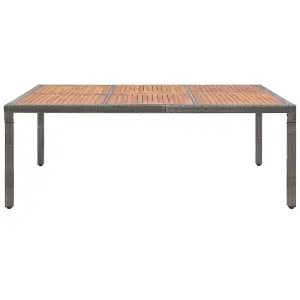 Berkfield Garden Table Grey 200x150x74 cm Poly Rattan and Acacia Wood