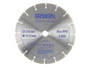 IRWIN 230mm Segmented Diamond Blade for Angle Grinders - Precision Cutting Tool