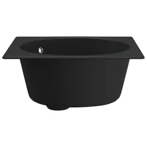 Berkfield Kitchen Sink with Overflow Hole Black Granite