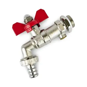 Warmer System 1/2 inch Butterfly Handle Garden Tap with Check Valve and Wallplate Elbow Fixture