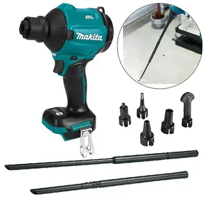 Makita DAS180Z 18v Brushless Dust Blower Inflator Deflator LXT + 6 Nozzles +Long