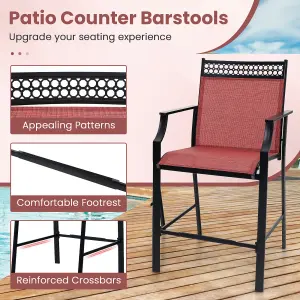 Costway Set of 2 Outdoor Patio Chairs Home Fabric Bar Stools w/ Footrest