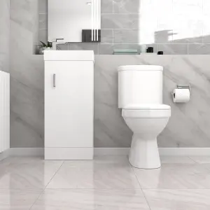 Nes Home White 400mm Basin Sink Vanity Unit and WC Toilet Set