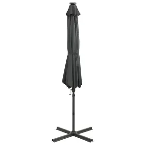 Berkfield Cantilever Umbrella with Pole and LED Lights Anthracite 300 cm