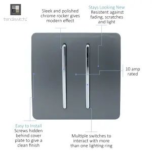 Trendiswitch Warm Grey 2 Gang 2 Way 10 Amp Switch