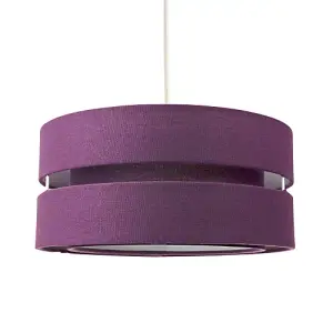 Contemporary Quality Purple Linen Fabric Triple Tier Ceiling Pendant Light Shade