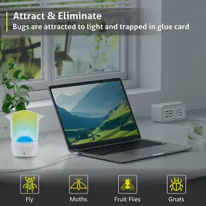 Insect Fly Trap Light, New USB Rechargeable Insect Light Trap for Fruit Fly Gnat Flea Catcher Killer Trap (1 Device + 4 Refills)