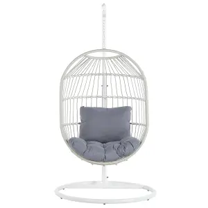 Hanging Chair with Stand ALBA PE Rattan White