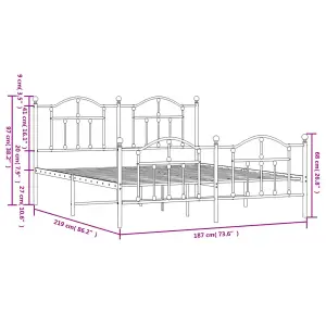 Berkfield Metal Bed Frame with Headboard and Footboard Black 183x213 cm