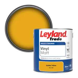 Leyland Trade Vinyl Matt Walls & Ceilings Emulsion Paint Golden Yellow (RAL 1004) 2.5L