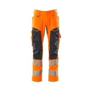 Mascot Accelerate Safe Trousers with Kneepad Pockets - Hi-Vis Orange/Dark Navy   (32.5) (Leg Length - Short)