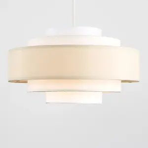 ValueLights Hampshire Modern 3 Tone Cream 5 Tier Cylinder Ceiling Pendant Light Shade