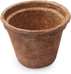 COCO & COIR Biodegradable Round Plant Pots  14cm  6 pack  Plastic Free Eco-friendly Propagation Pots