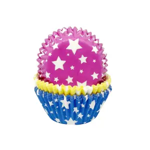 Creative Party Super Star Muffin and Cupcake Cases (Pack of 75) Pink/Yellow/Blue (One Size)