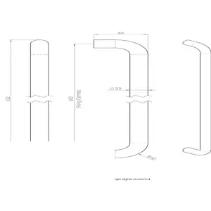 4x Round D Bar Pull Handle 22mm Dia 600mm Fixing Centres Satin Stainless Steel