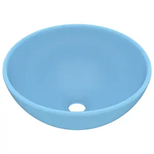 Berkfield Luxury Bathroom Basin Round Matt Light Blue 32.5x14 cm Ceramic