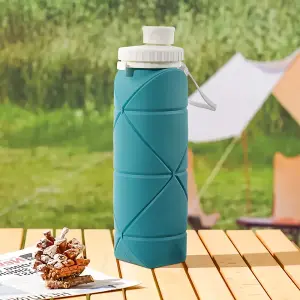 Green Collapsible 600ml Silicone Water Bottle