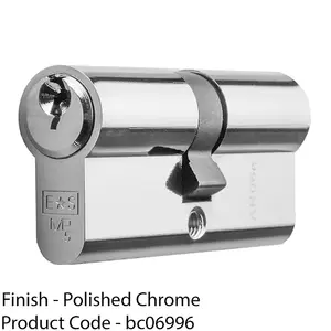 70mm EURO Double Cylinder Lock - 5 Pin Polished Chrome Fire Door Key Barrel