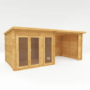 Mercia 20ft x 10ft Studio Pent Log Cabin With Patio Area (28mm)