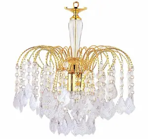 Sardinia 3 Light Polish Brass Finish Acrylic Drops Chandelier Ceiling Light