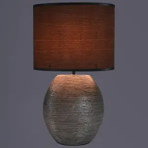 Waltham Brushed Silver Ceramic Table Lamp complete with Satin Shade