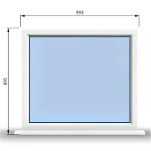 995mm (W) x 895mm (H) PVCu StormProof Window - 1 Non Opening Window - Toughened Safety Glass - White