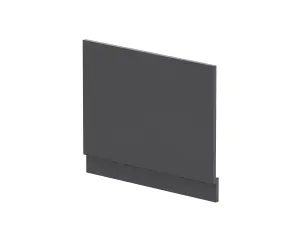 700mm Edge/Power Straight End Bath Panel & Plinth - Textured Woodgrain Graphite Grey