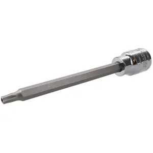 T25 3/8" Drive Extra Long 110mm Tamperproof Tamper Torx Star Security Bit Socket