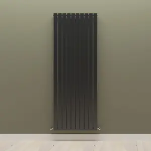 Vertical Black Single Flat Panel Radiator (H) 1800 mm x (W) 680 mm, 5460 BTU.