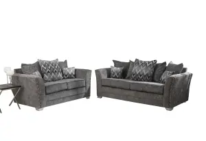 Elland Chenille Grey Sofa Scatterback 3+2 Set