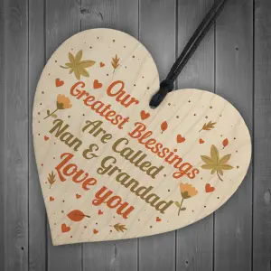 Red Ocean Special Nan And Grandad Gift For Birthday Christmas Wooden Heart Grandparent Keepsake Plaque