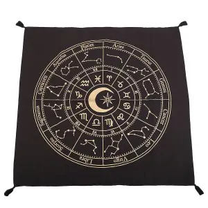 Something Different Astrology Wheel Altar Cloth Black/Gold (One Size)