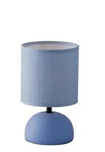 Luminosa FURORE Table Lamp with Round Shade Light blue, Ceramic With Fabric Lampshade 14x24cm