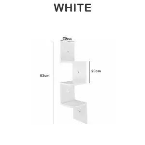 3 Tiers Wall Mount Corner DIY Wooden Shelf Floating - White