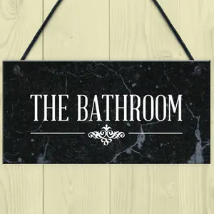 The Bathroom Hanging Sign Bathroom Toilet Decor Marble Theme Home Gift