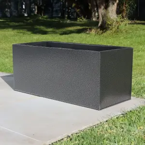 75cm Zinc Galvanised Graphite Black Textured Trough Planter