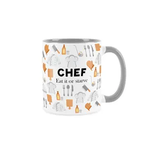 Chef Mug - Humourous Trades Funny Novelty Gift - Tea/Coffee Hot Drinks Grey Ceramic Cup Present for Chefs/Cooks