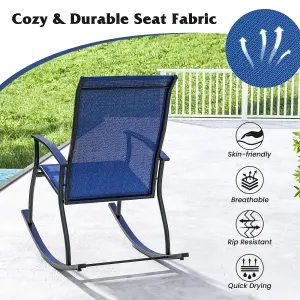 Costway 2 Pieces Outdoor Rocking Chairs Patio Cozy Rockers w/Breathable Backrest