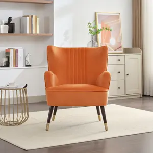 Madison Velvet Fabric Accent Chair - Orange