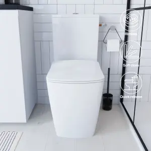 GoodHome Levanna White Close-coupled Square Toilet & cistern with Soft close seat & Close coupled cistern