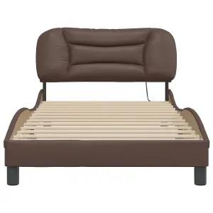 Berkfield Bed Frame with LED without Mattress Brown 100x200 cm