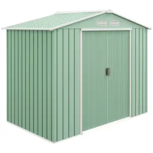 Outsunny 7 x 4ft Garden Shed Storage with Foundation Kit and Vents Light Green