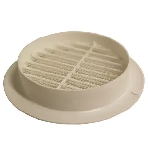 Kair White Circular Vent 158mm Dimension Wall Grille with Fly Screen and 125mm - 5 inch Round Rear Spigot