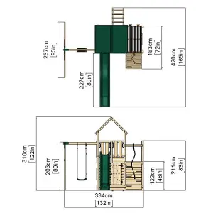 Rebo Modular Wooden Climbing Frame Adventure Playset - M8 plus Ramp & Single Swing