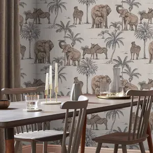 Fresco Kenya Safari Rose Gold Animal Wallpaper